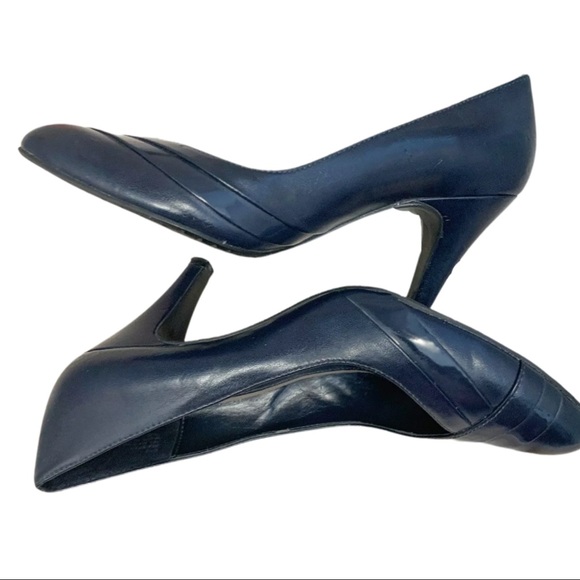 🎀east5th Blue Closed Toe Slip On Vintage Heel 6 - Picture 5 of 13